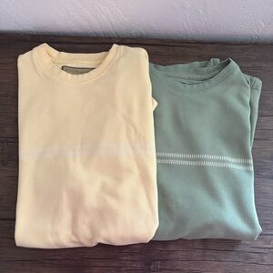 Lot Of 2 Vintage 90s Naturalife Ribbed Shirt Men Large Yellow Green Short Sleeve
